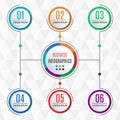 6 steps infographics for business presentation. Circle infographic template with 6 options, levels, parts, or processes. Diagram, Royalty Free Stock Photo